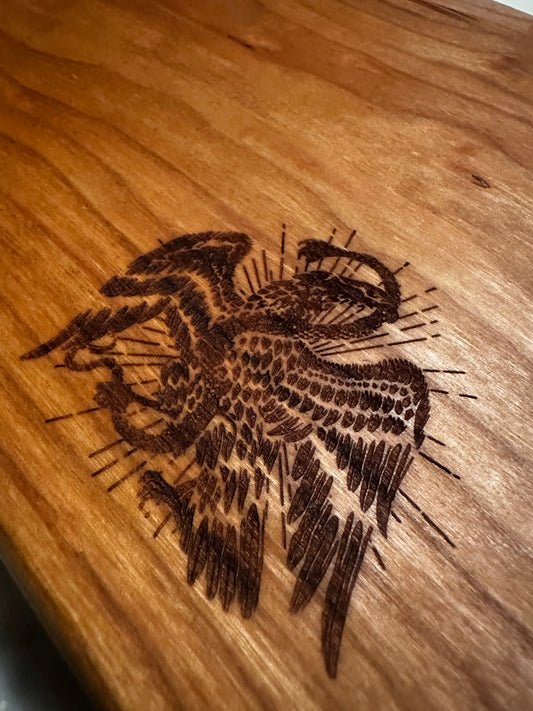 Mexican Eagle Cherry Cutting Board 8X12X1 Handmade Hardwood Serving Board Rustic Kitchen Décor