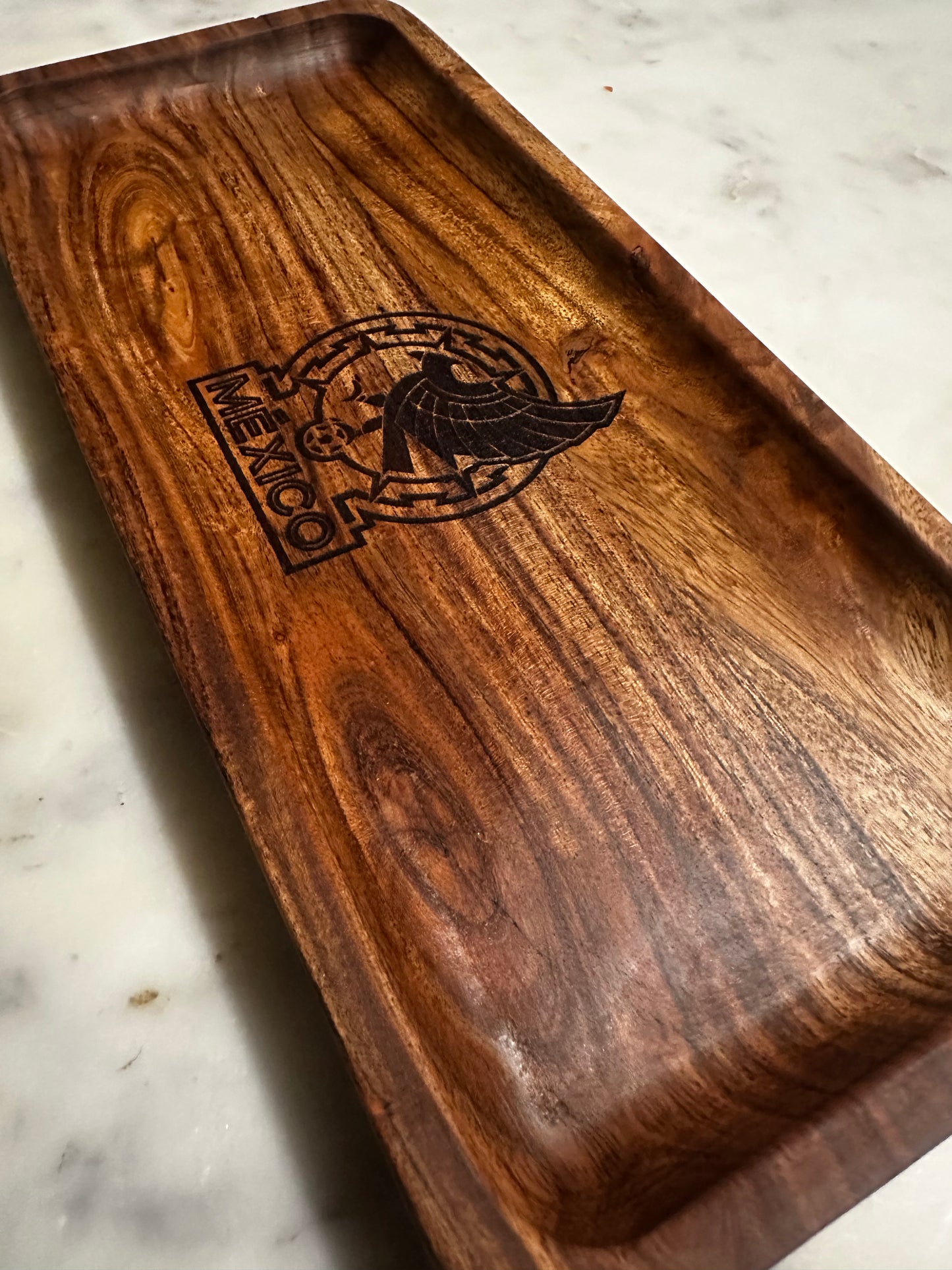 Mexico World Cup 2026 Acacia Wood Tray | Handmade Engraved Serving Tray