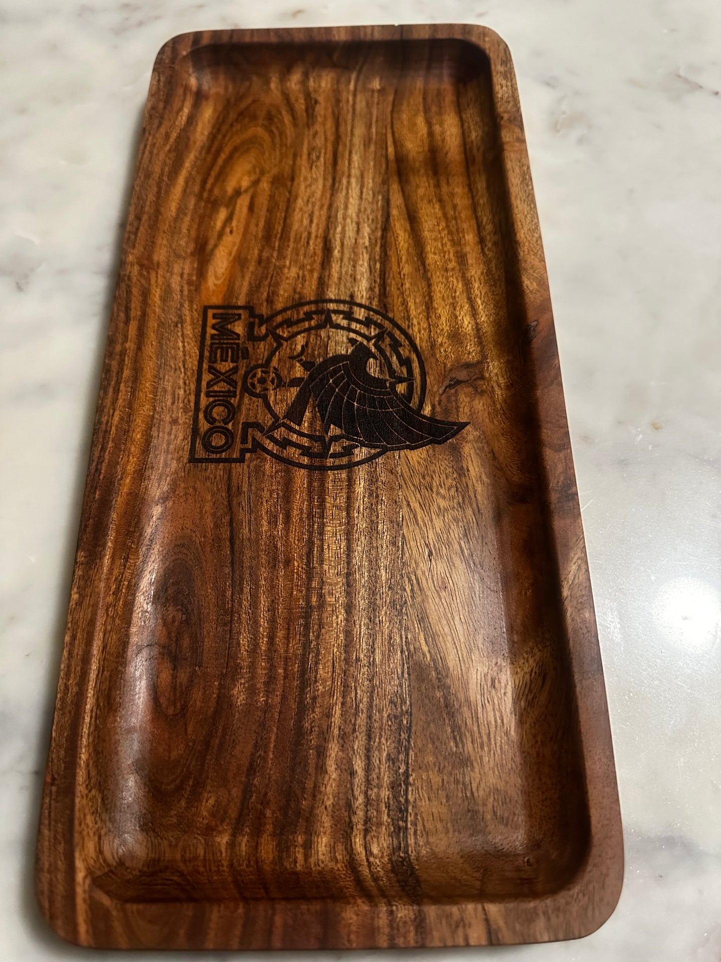 Mexico World Cup 2026 Acacia Wood Tray | Handmade Engraved Serving Tray
