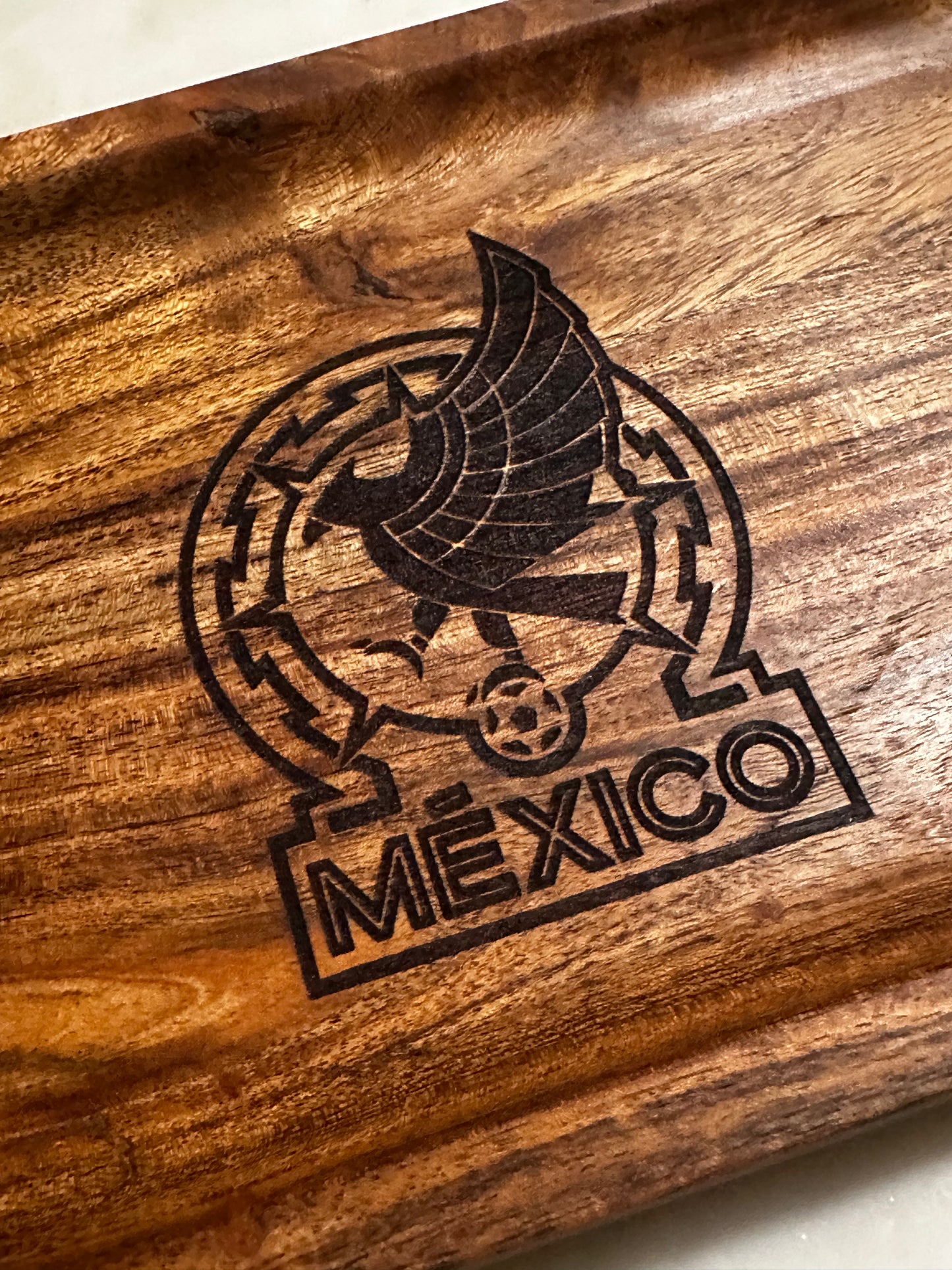Mexico World Cup 2026 Acacia Wood Tray | Handmade Engraved Serving Tray