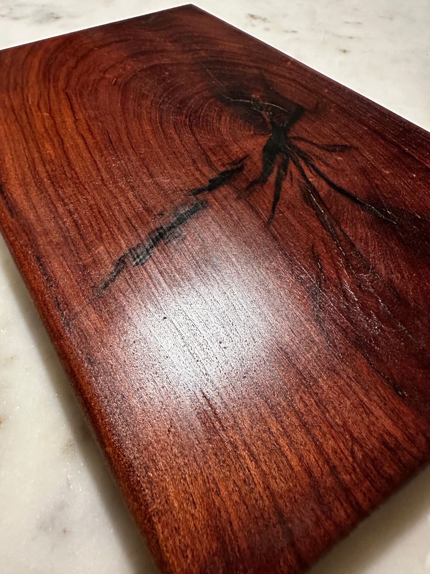 Solid Mesquite Cutting Board with Black Epoxy Inlay 12.5" x 8" x 0.75" Handmade in Texas
