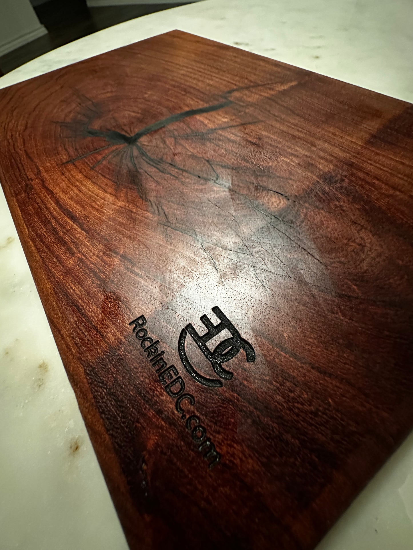 Solid Mesquite Cutting Board with Black Epoxy Inlay 12.5" x 8" x 0.75" Handmade in Texas