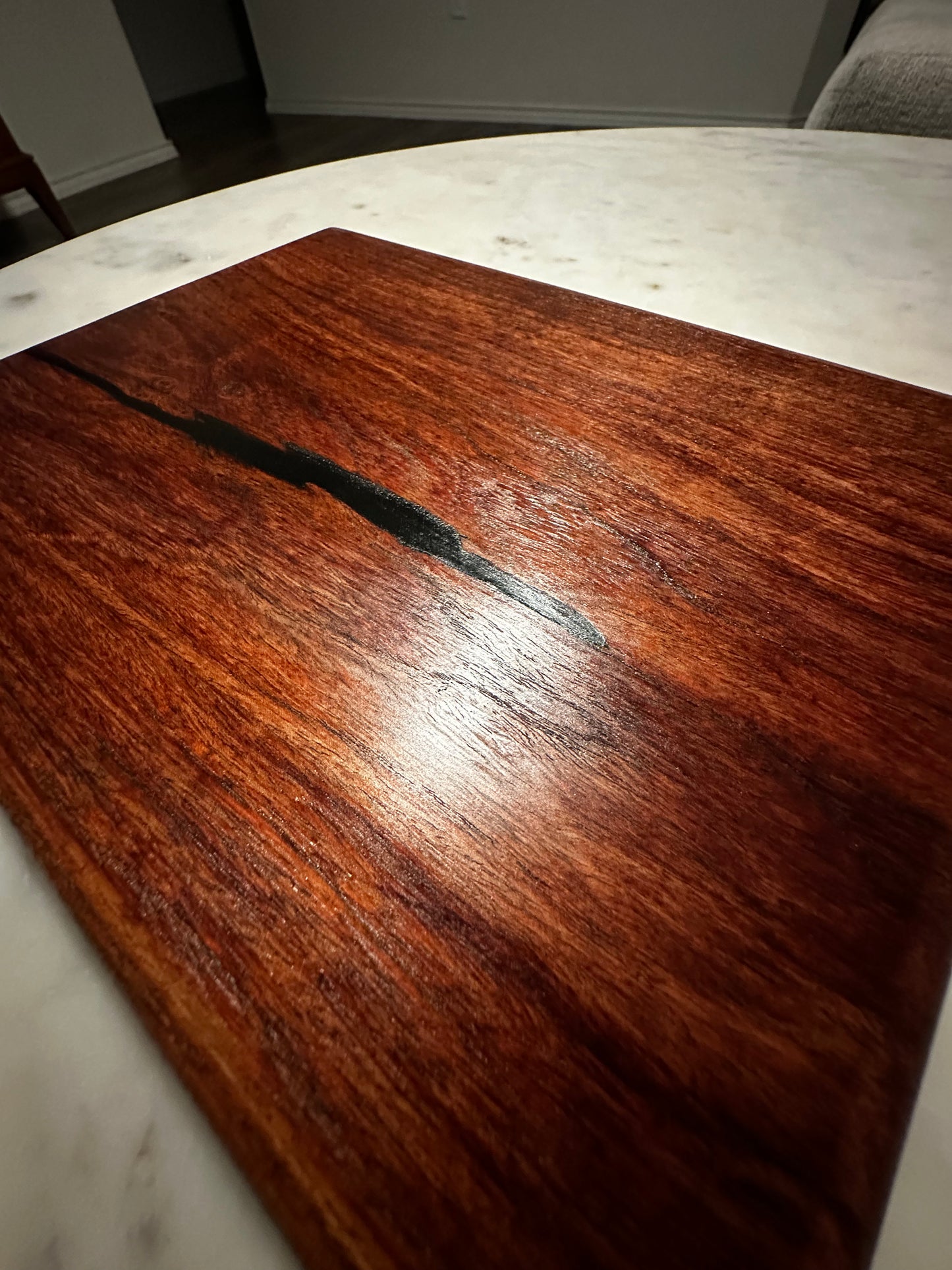 Solid Mesquite Cutting Board with Black Epoxy River Inlay 11.25" x 8.25" x 0.75"