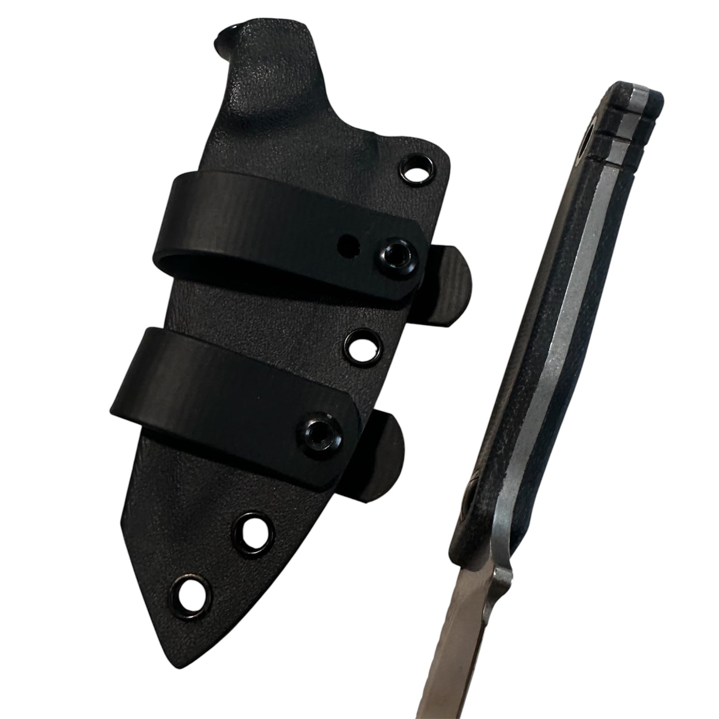 7” Stonewashed Fixed Blade Knife Black G10 Handle Custom Kydex Sheath EDC Fixed Blade