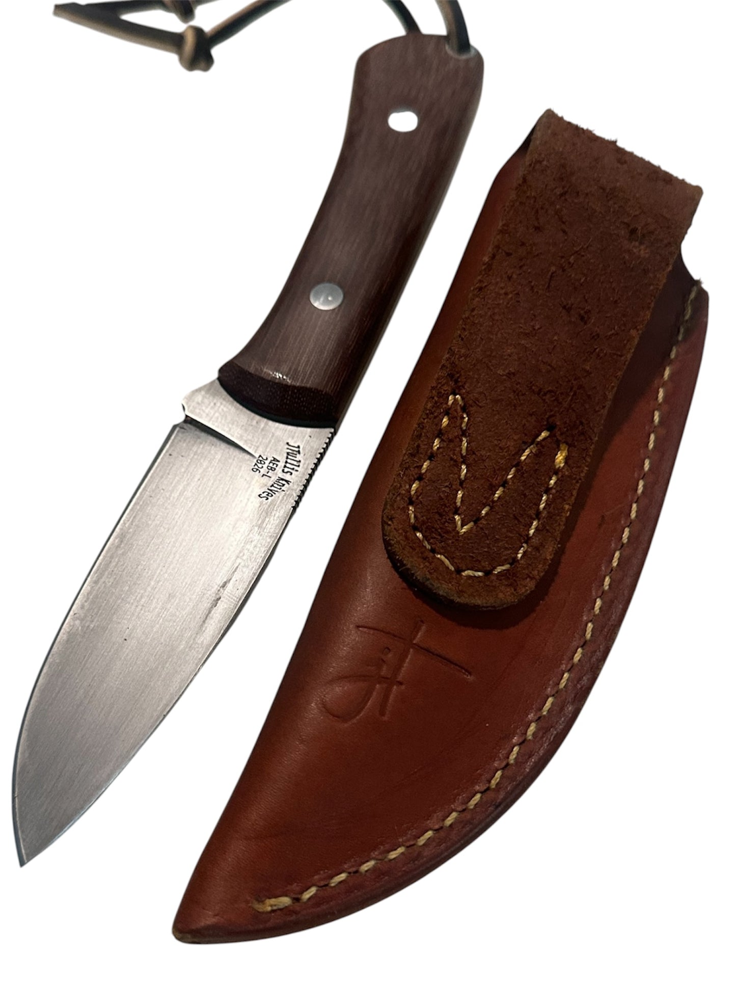 Texas Maker John Tullis AEB-L Fixed Blade Brown Micarta Custom Leather Sheath 7.5” Overall
