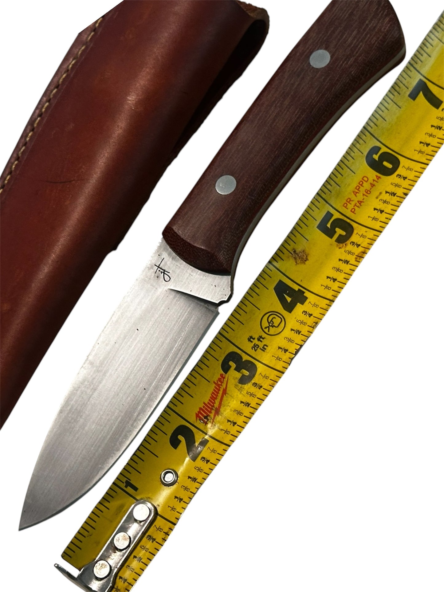 Texas Maker John Tullis AEB-L Fixed Blade Brown Micarta Custom Leather Sheath 7.5” Overall
