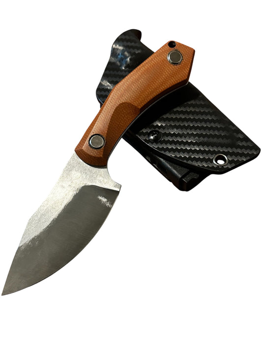 Compact Fixed Blade Knife – Brown Handle w/ Sheath Compact Tactical EDC 7” Overall