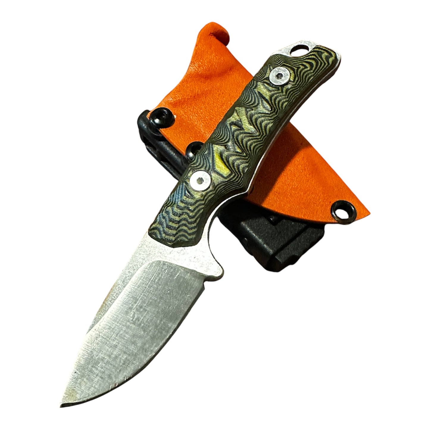 Handmade 8Cr13MoV Fixed Blade EDC Knife 2.375” Blade G10 Handle with Orange Kydex Sheath