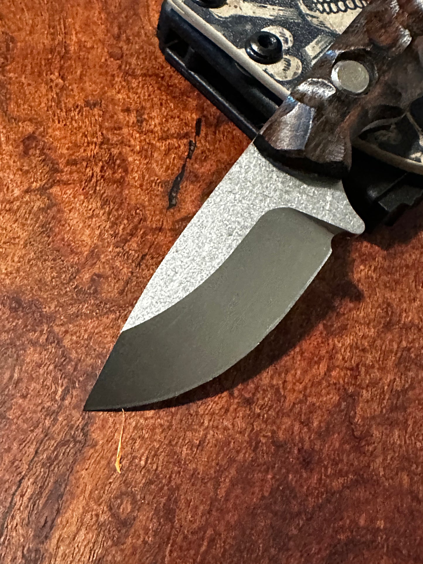 Handmade 8Cr13MoV Fixed Blade EDC Knife 2.375” Blade Bocote  Handle with Skull Kydex Sheat