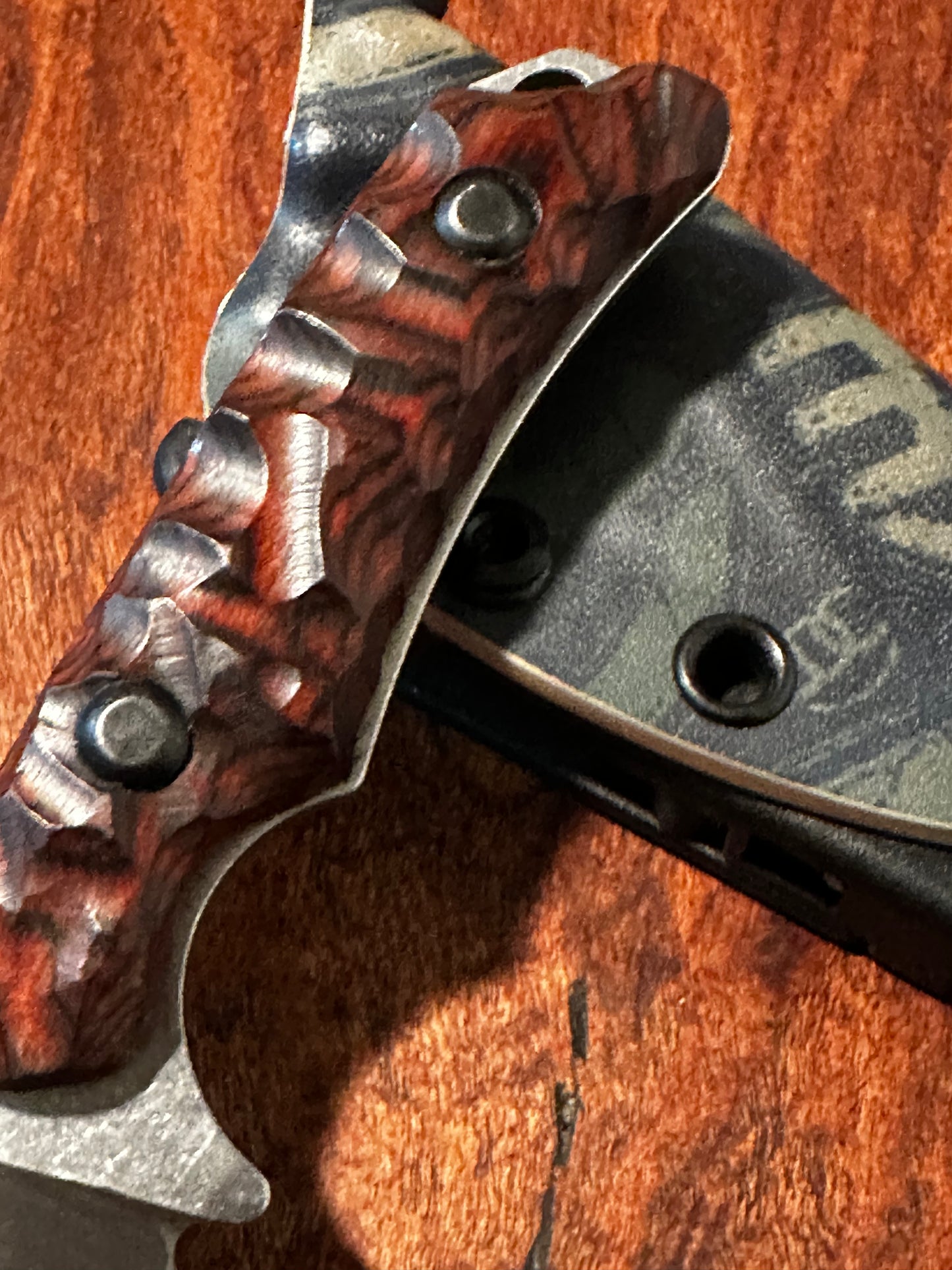 Handmade 8Cr13MoV Fixed Blade EDC Knife 2.375” Blade ROSEWOOD Handle RockinEDC Kydex Sheath