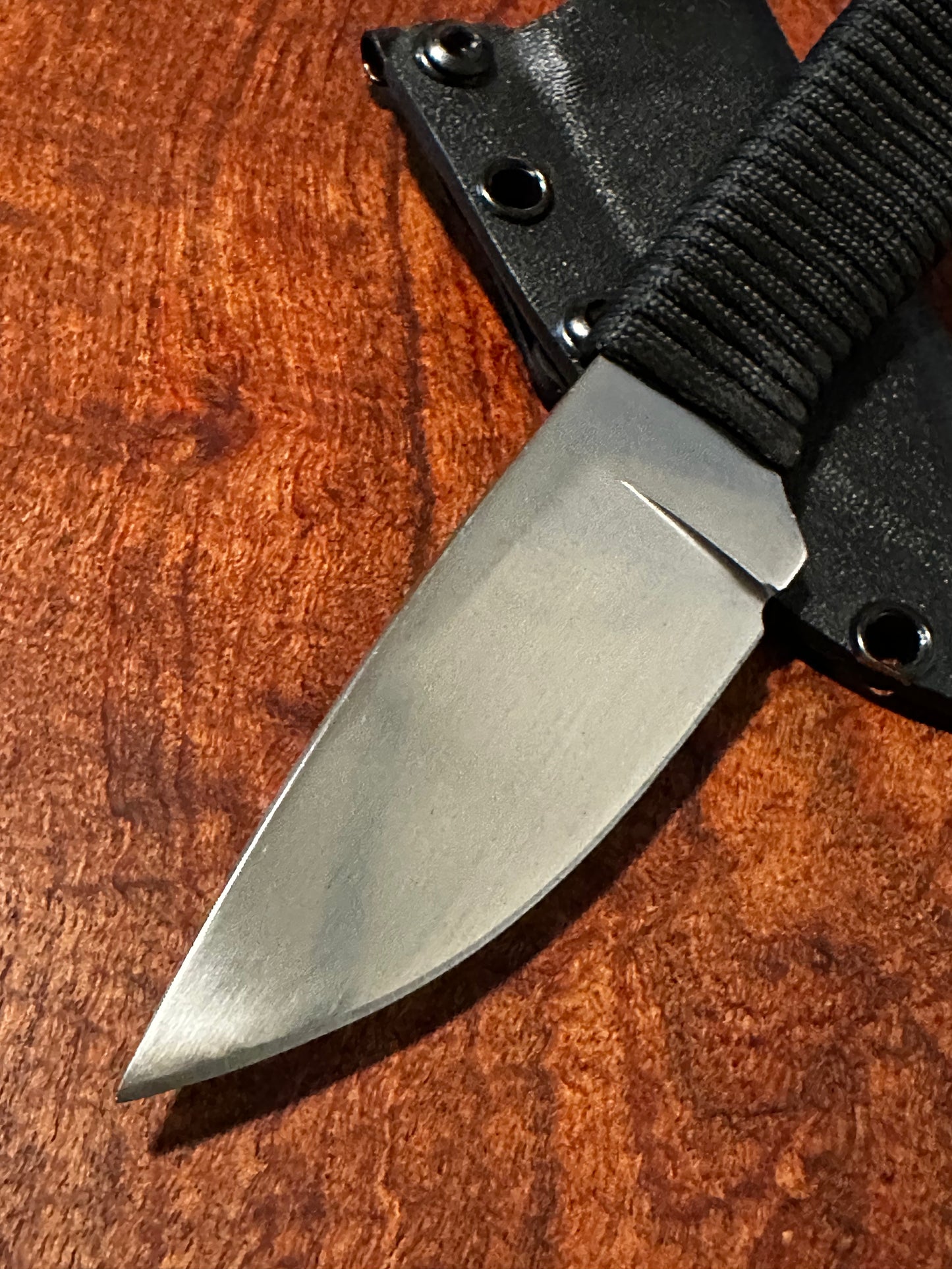 Handmade 8Cr13MoV Fixed Blade EDC Knife 3” Blade Black Paracord Handle Kydex Sheath