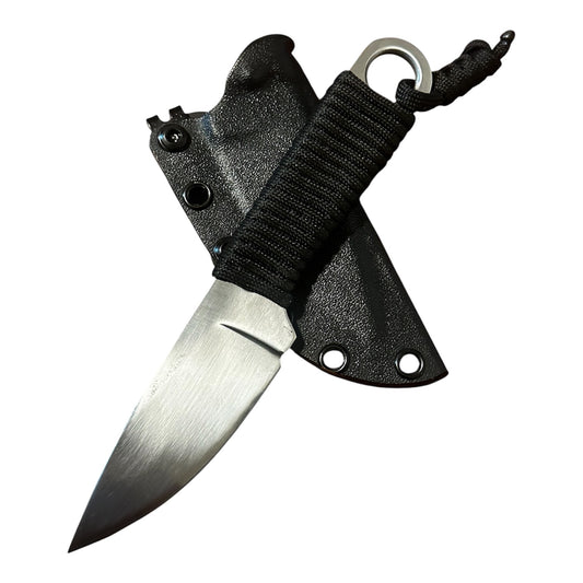 Handmade 8Cr13MoV Fixed Blade EDC Knife 3” Blade Black Paracord Handle Kydex Sheath