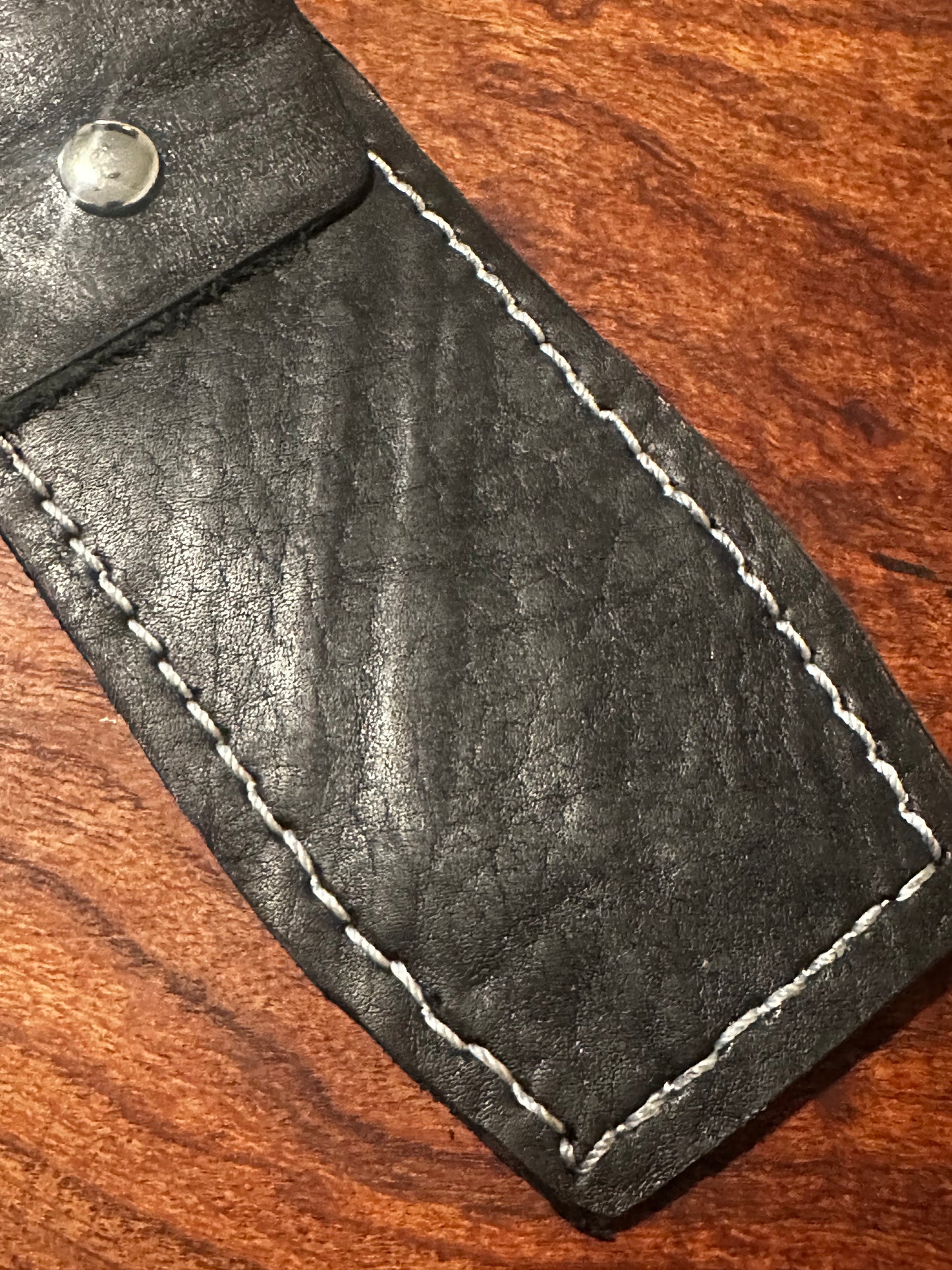 Handmade Black Leather Pen Case Two-Pen EDC Pouch White Stitching RockinEDC