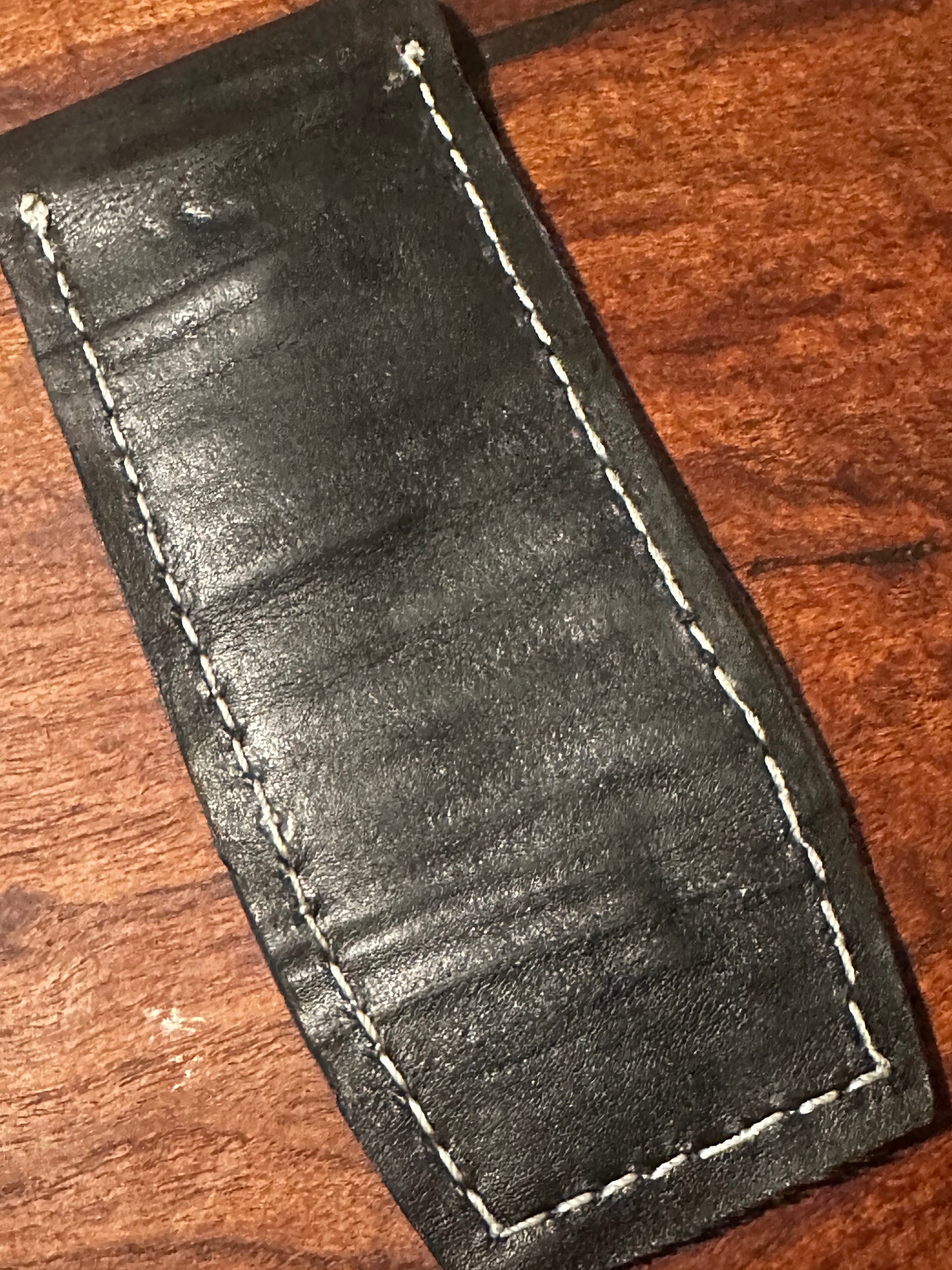 Handmade Black Leather Pen Case Two-Pen EDC Pouch White Stitching RockinEDC