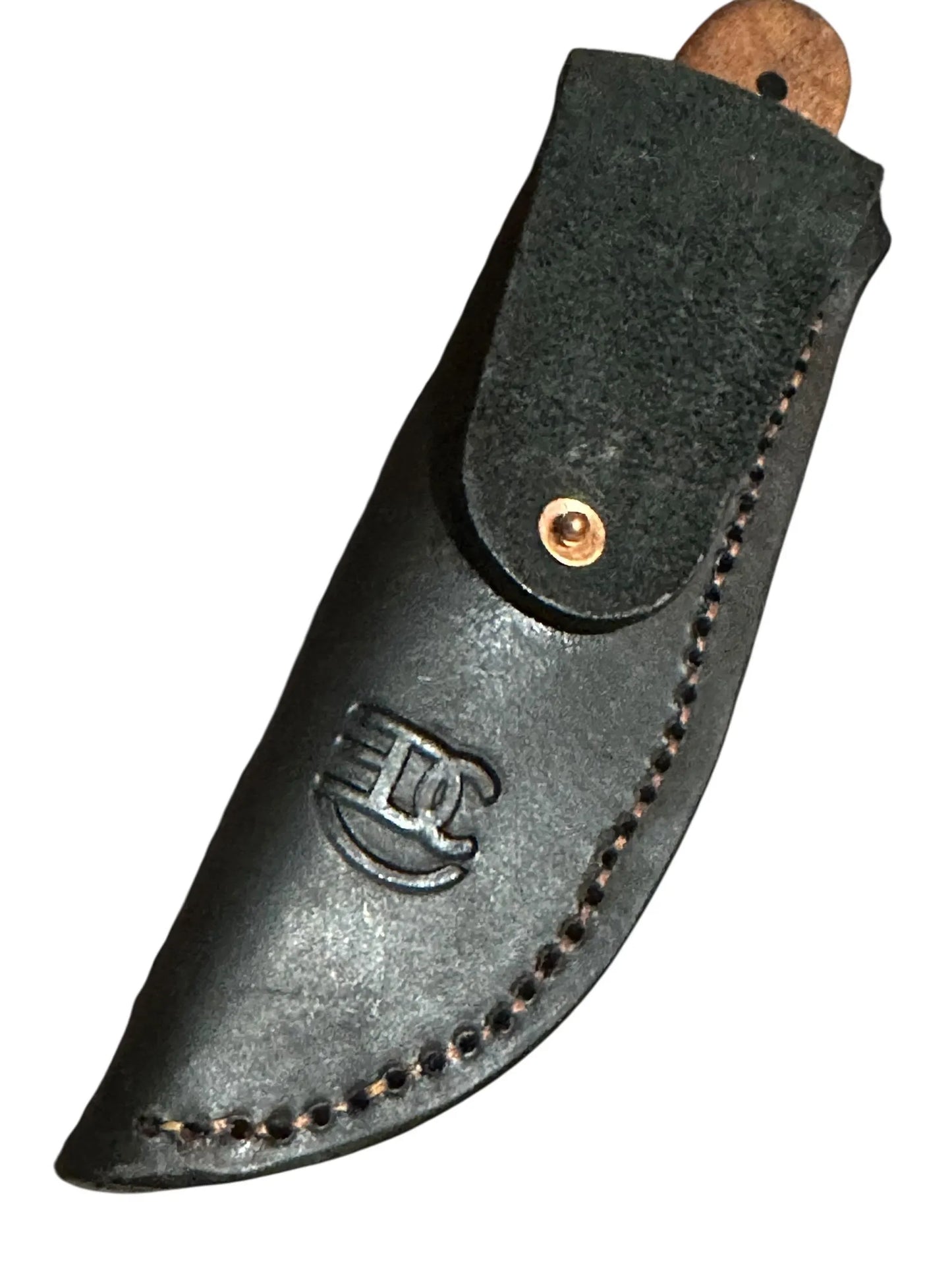 RockinEDC Handmade 1095 Mesquite EDC Knife w/ Black G10 & Black Leather Sheath Fixed Blade Texas Made