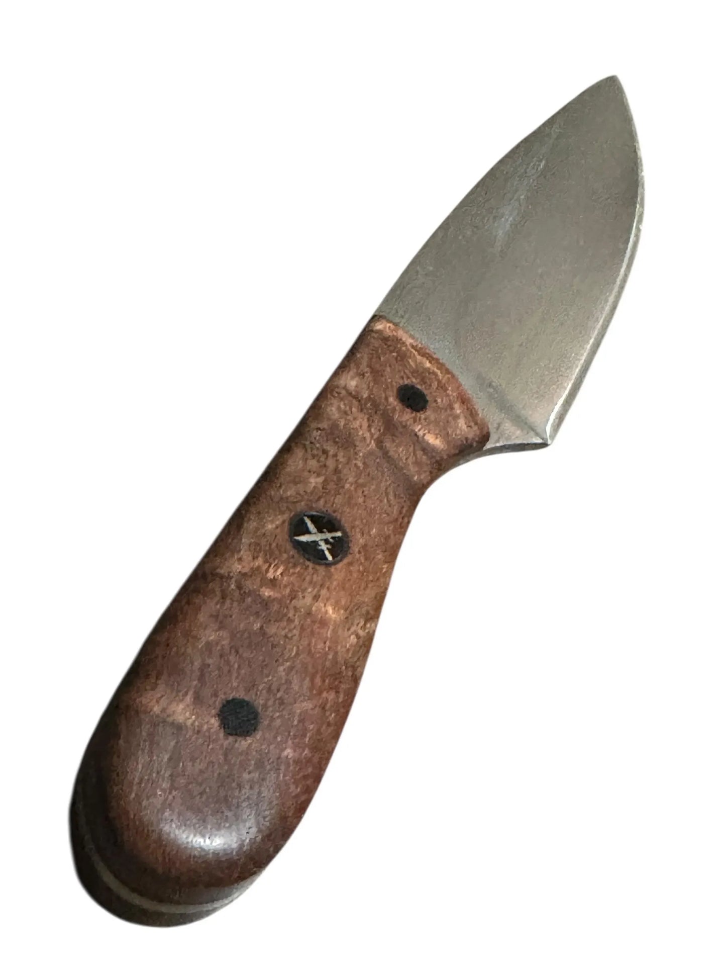 RockinEDC Handmade 1095 Mesquite EDC Knife w/ Black G10 & Black Leather Sheath Fixed Blade Texas Made