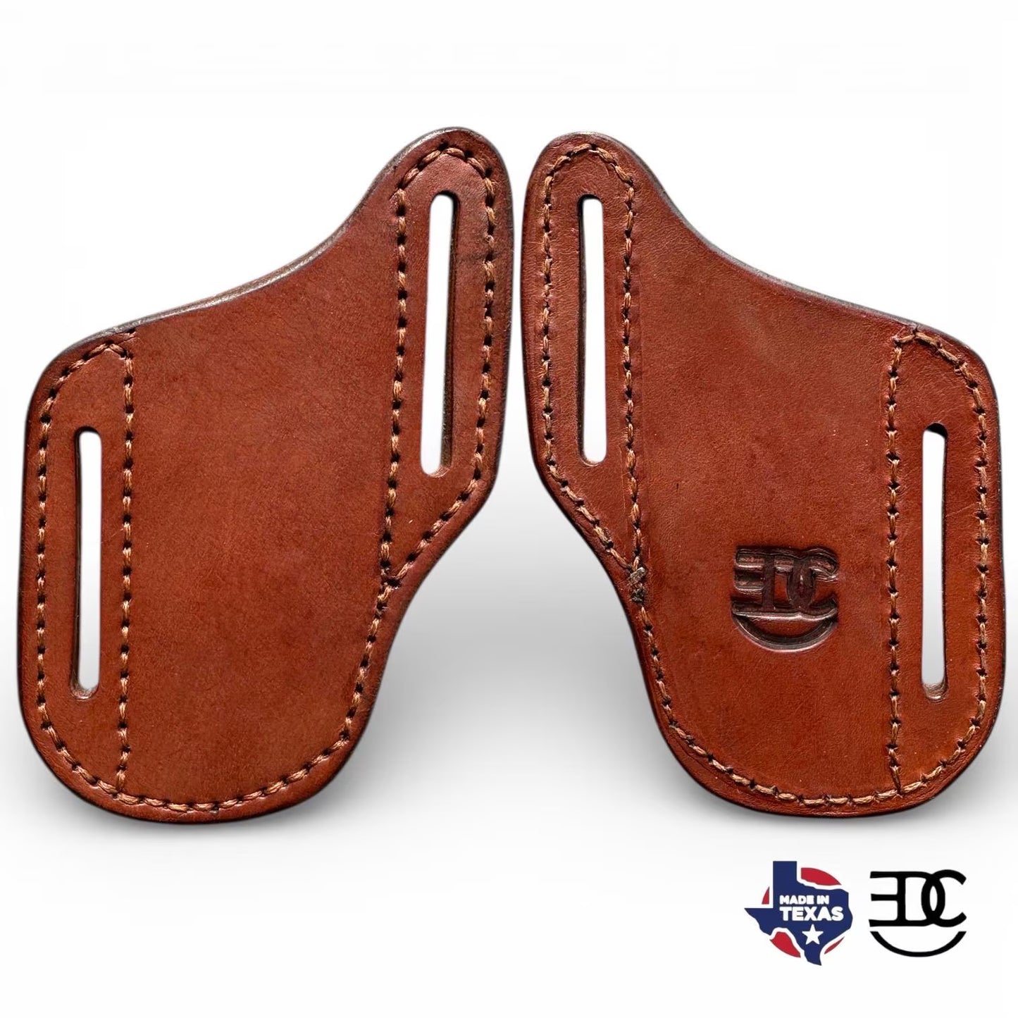 RockinEDC Leather Texas Pancake Sheath Fits 4.25” Trapper Knife Holster Handmade for Boker Case Bulldog