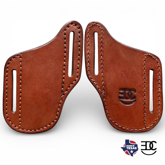 RockinEDC Leather Texas Pancake Sheath Fits 4.25” Trapper Knife Holster Handmade for Boker Case Bulldog