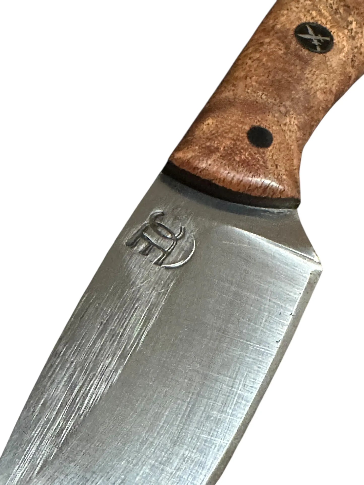 RockinEDC Handmade 1095 Mesquite EDC Knife w/ Black G10 & Black Leather Sheath Fixed Blade Texas Made