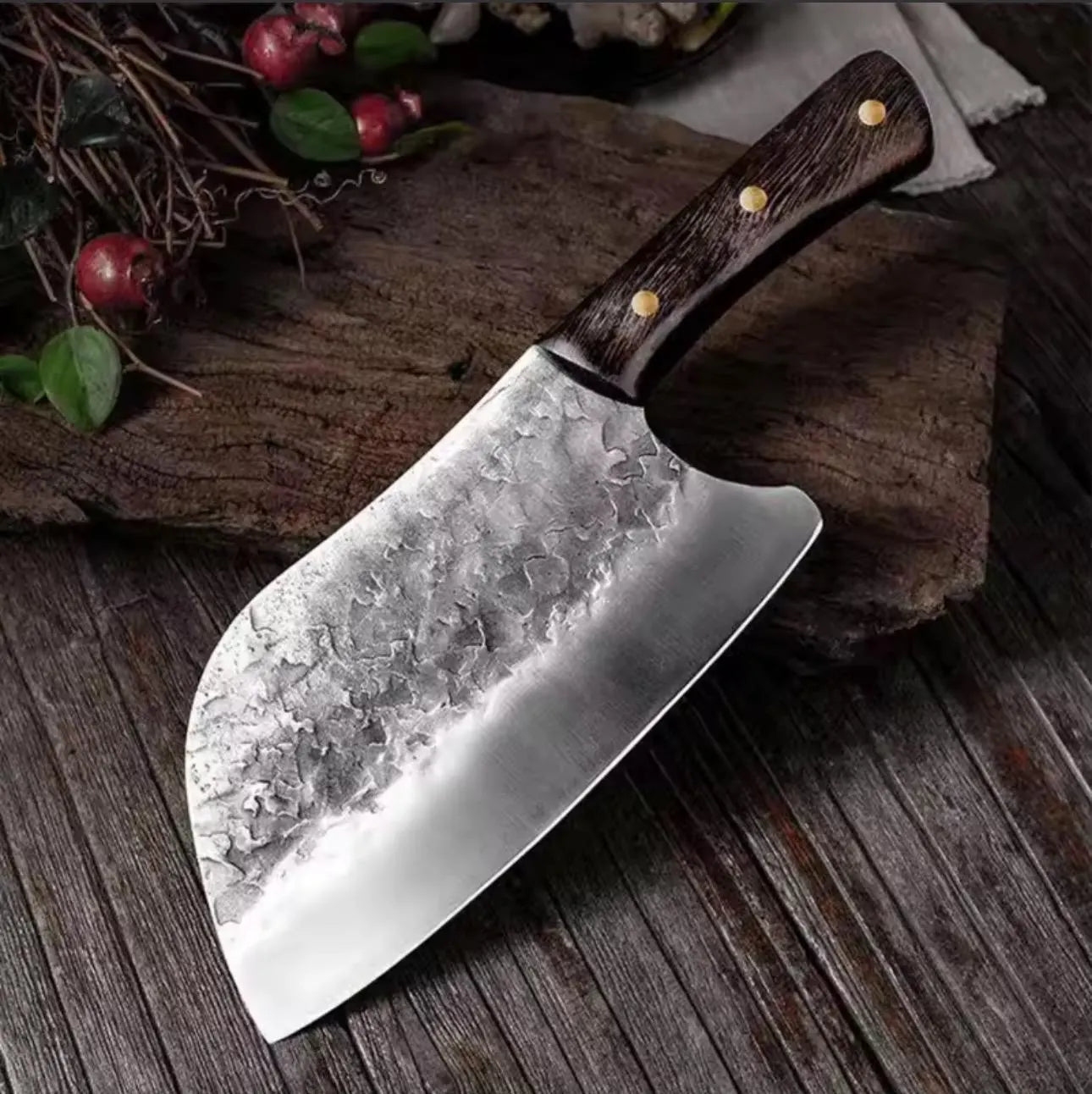 2-Piece 5Cr15MoV Knife Set | Meat Cleaver & 8” Butcher Knife | Hand Forged Style Kitchen Knives