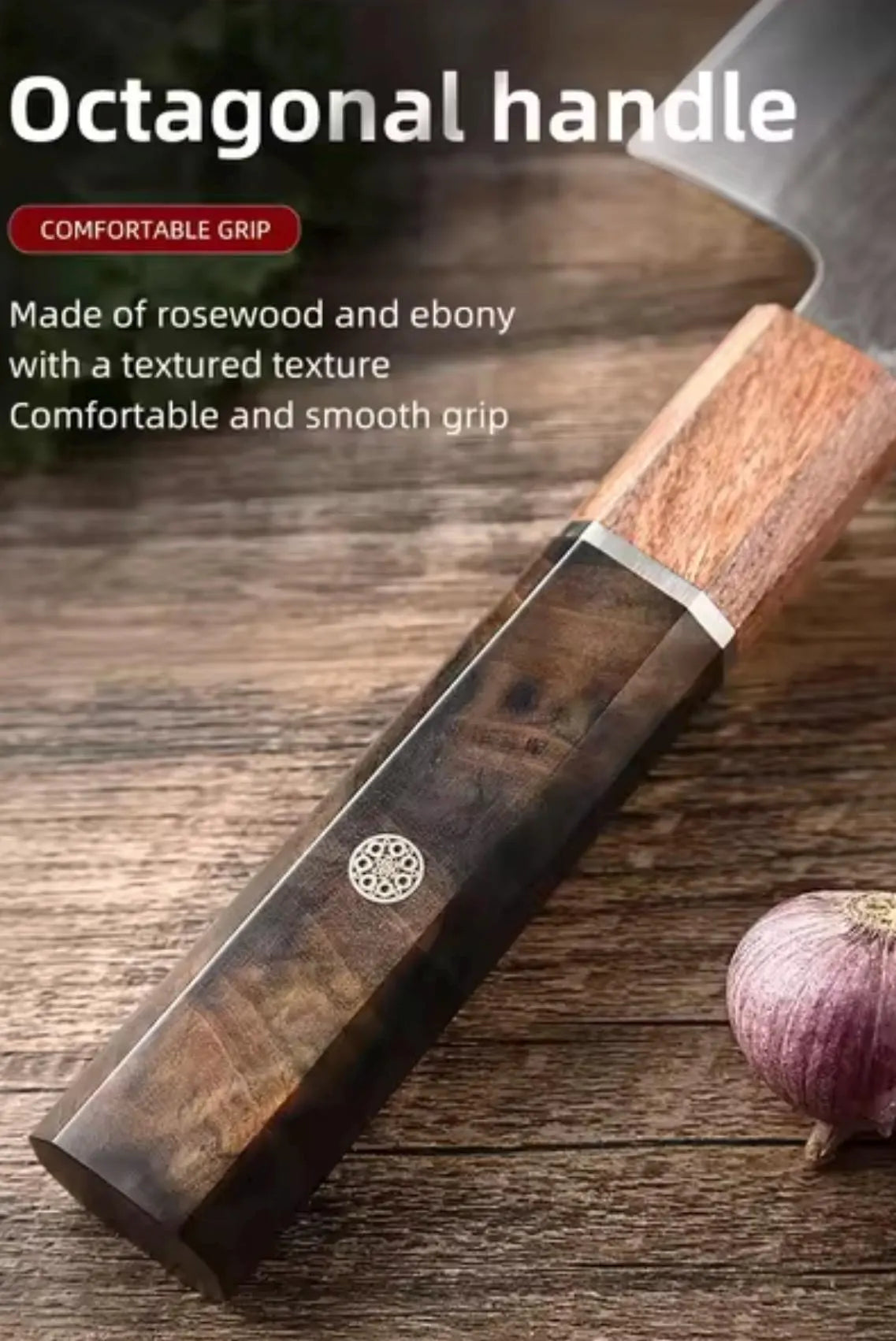 Japanese Style 8” Santoku Chef 5Cr15 Stainless Steel – FREE Laser Engraving – Personalized Kitchen Knife