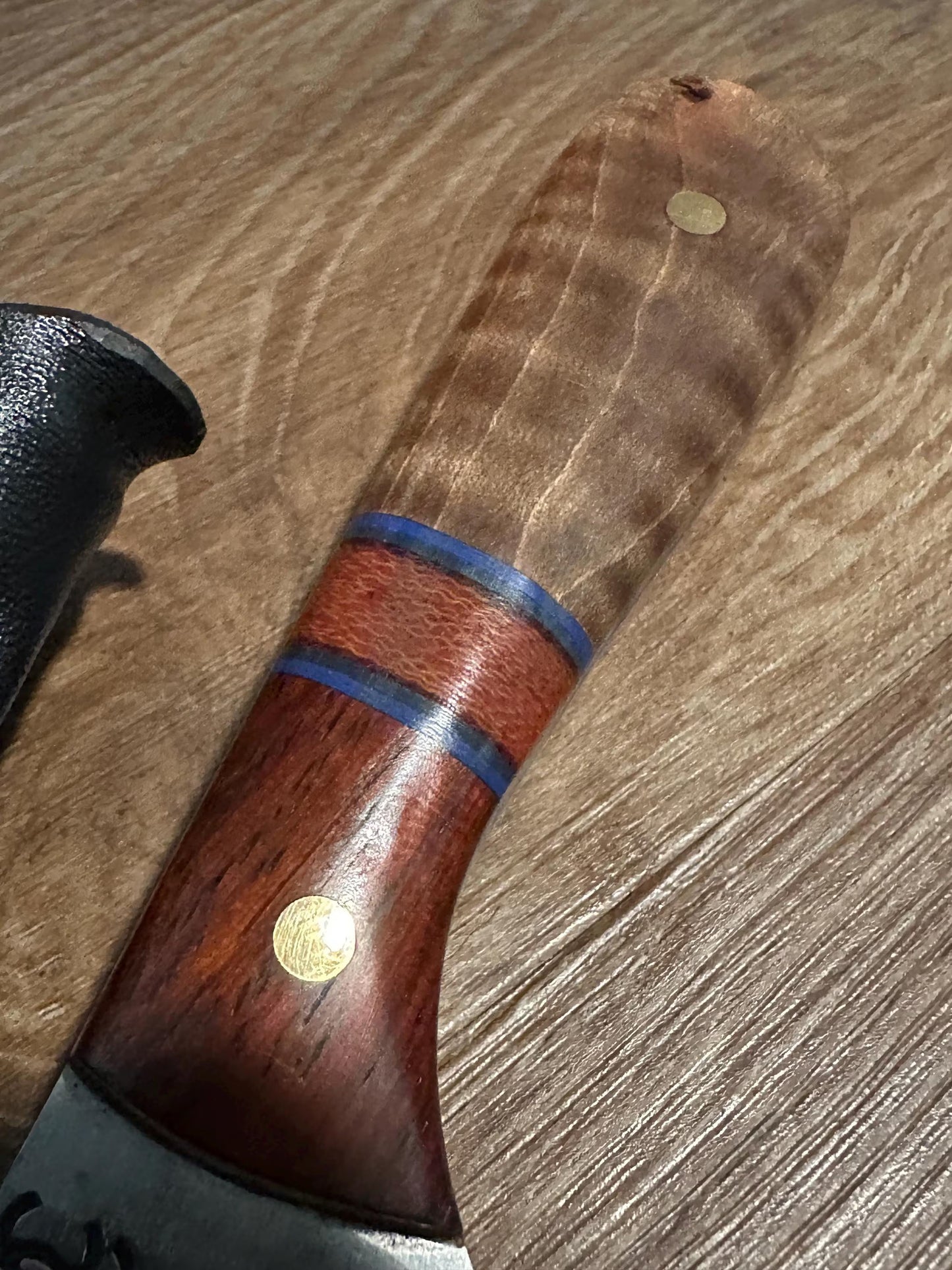 Handmade 7” 1095 Carbon Steel Knife Padauk & Micarta Handle Black Kydex Sheath w/ UtiliClip Texas Made RockinEDC