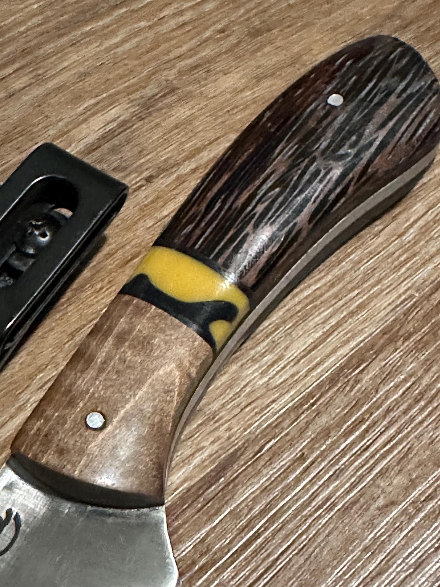 RockinEDC 8” Fixed Blade 8CR13MOV Steel Wood Handle Kydex Sheath FREE Engraving Texas Made Hunting Camping Fishing Maple & Blackpalm