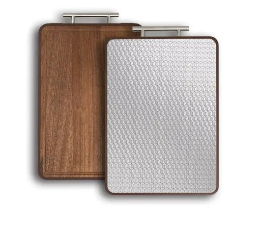 Large Ebony Stainless Steel Cutting Board 16.5×11.8", Double-Sided Kitchen Chopping Board, Heavy Duty Meat & Vegetable Prep Board