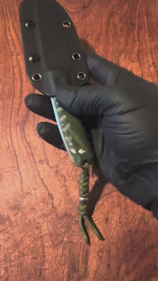 7” Fixed Blade Knife – Green G10 Handle w/ Kydex Sheath 14C28N Stainless Steel